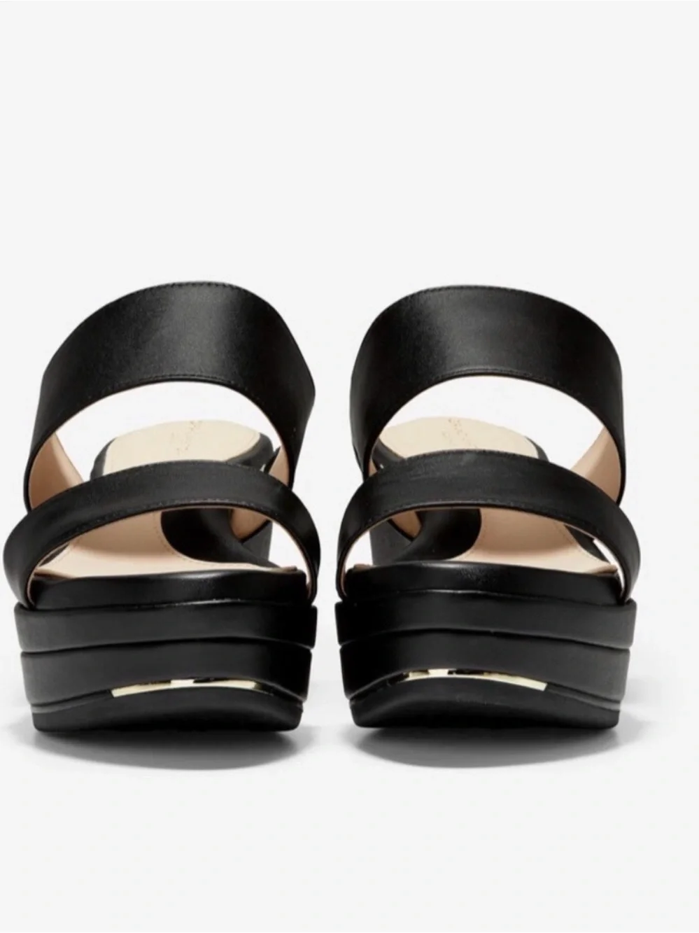 Cole Haan Grand Ambition smooth black leather platform slide/sandal. Size 10 - Picture 6 of 11